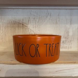 Rae Dunn LICK OR TREAT Orange Halloween Bowl Dog Cat Pet NWT